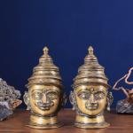 Vintage Brass Shiv Gauri Mukhalingam Pair | 12" x 7" x 5" Each | 6.72 kg Combined | Divine Couple | Sacred Unity Art | Temple Decor | Jaipurio